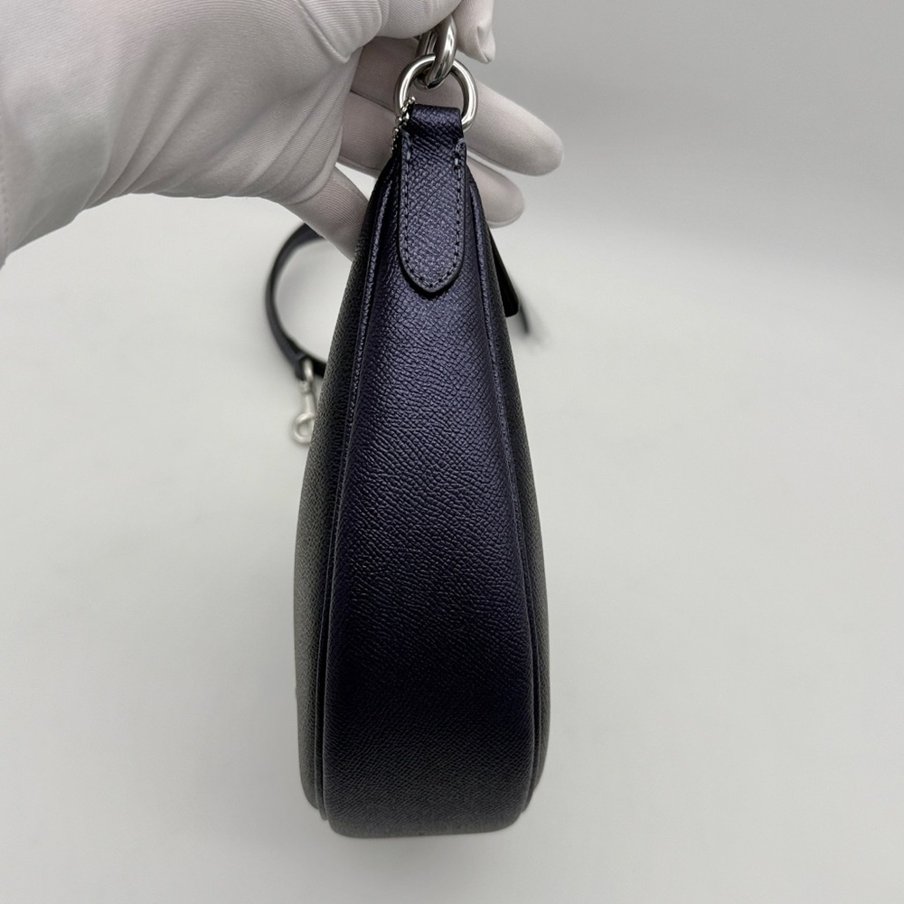 Coach Aria Shoulder Bag In Signature Canvas Silver Blue Navy - Picture 4 of 11